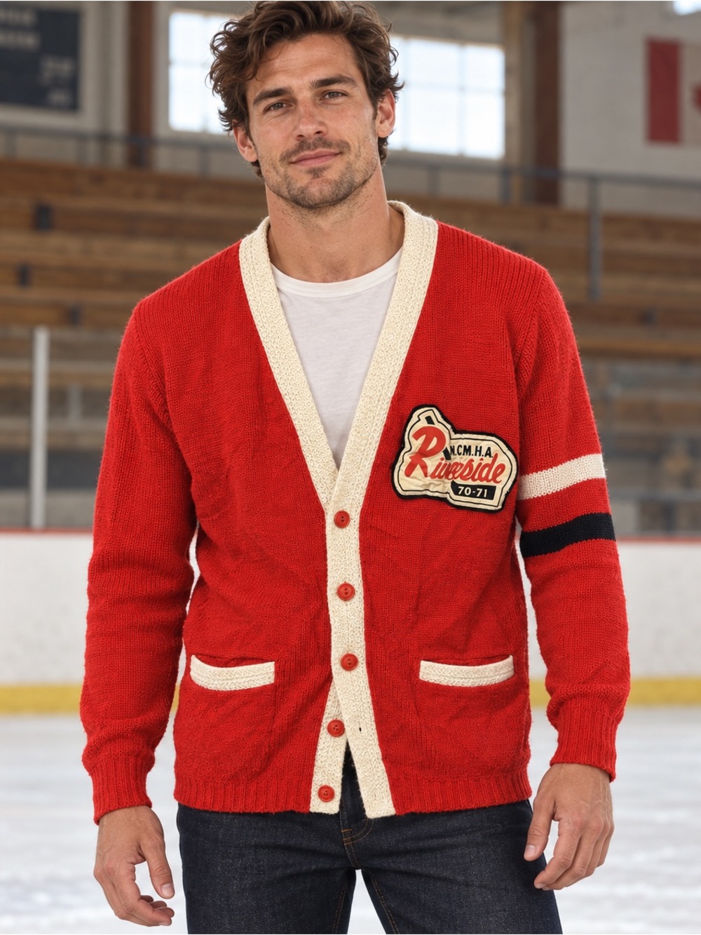 Vintage 1970–71 NCMHA Riverside Hockey Cardigan Toronto Knit